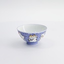 Kawaii Rice Bowl Karakusa Lucky Cat 11.5x6.2cm 300ml Blue 5/120