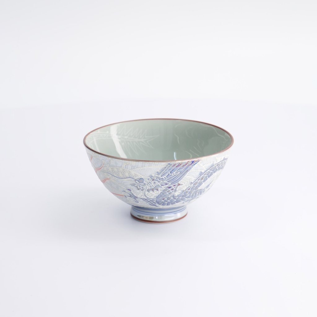 Kawaii Rice Bowl Luster Dragon 11.5x6cm 300ml Blue 5/120
