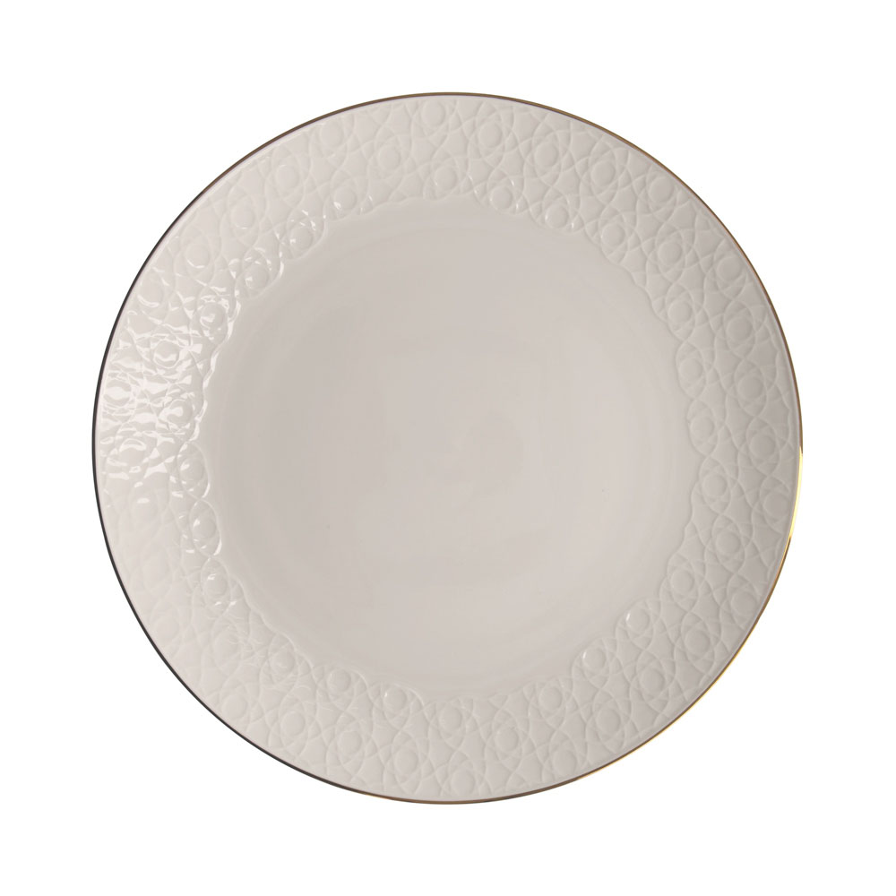 Nippon White Gold Rim Coupe Plate 30.5x3.4cm Stripe 1/18