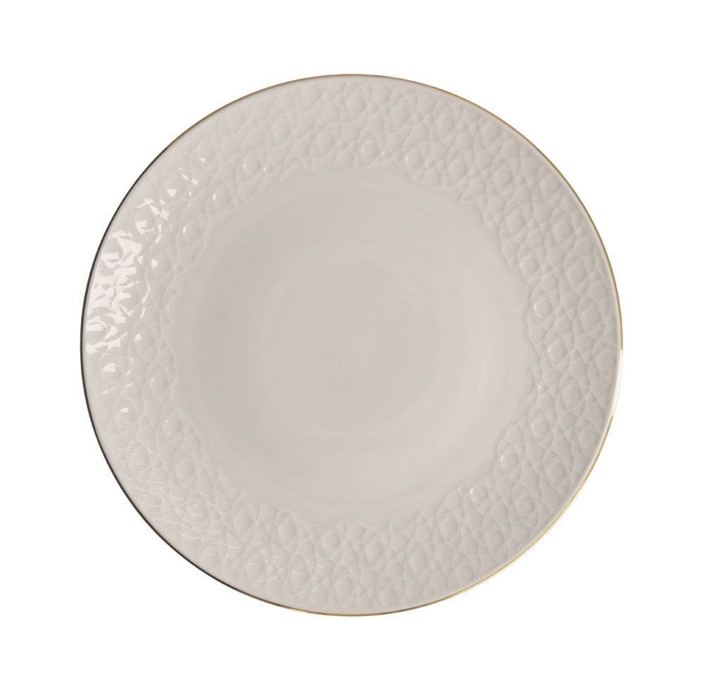 Nippon White Gold Rim Coupe Plate 25.5cm Stripe 6/48