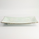 Green Cosmos Oblong Plate 33.2x19.3x2.2cm Q213/GC 1/12