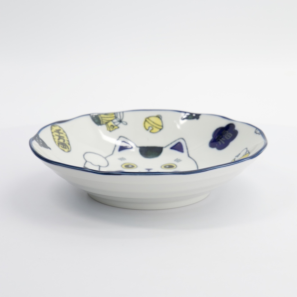 Kawaii Lucky Cat Neko Pasta Plate Blue 21x5cm 4/32
