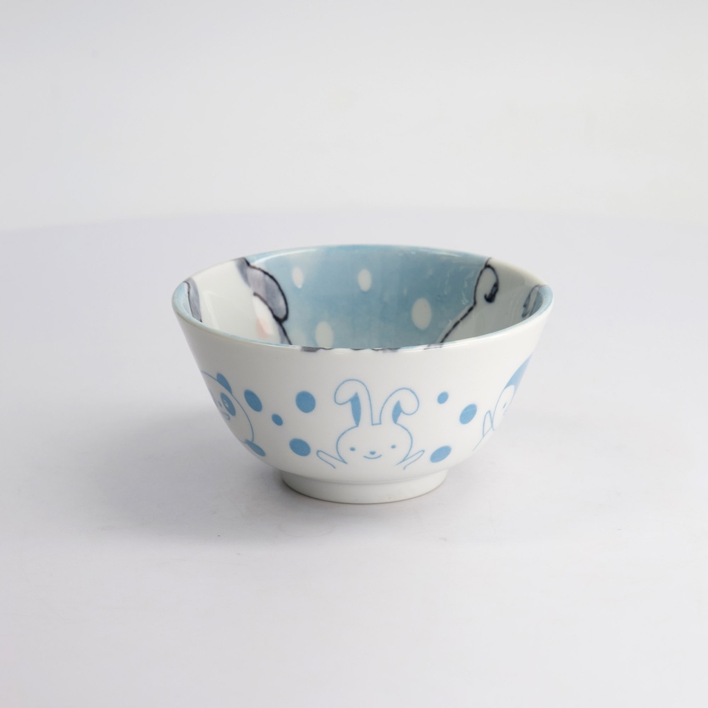 Kawaii Animals Rice Bowl Blue 12x6.4cm 300ml 000859 6/72