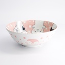 Kawaii Animals Ramen Bowl Pink 21x7.8cm 1000ml 33022 3/36
