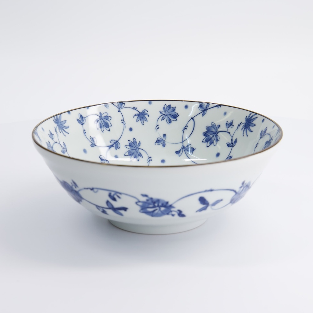 Natsu Karakusa Ramen Bowl 21x7.8cm 1000ml Blue/White 000187 3/36