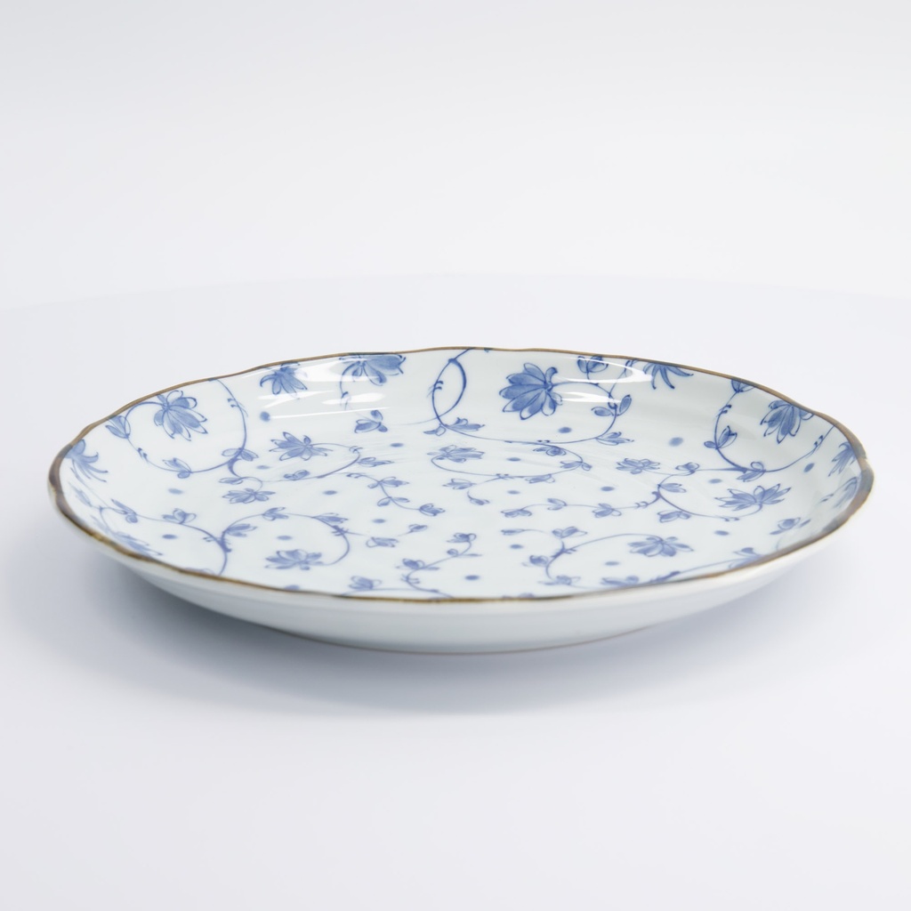 Natsu Karakusa Plate 24.7x3cm Blue/White 011731 6/36