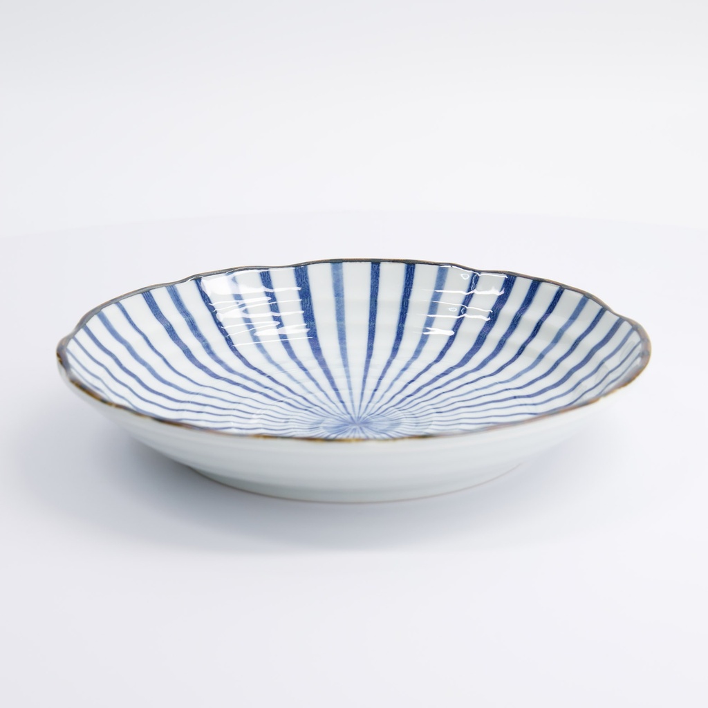 Natsu Tokusa Plate 22x4cm Blue/White 22330 6/36