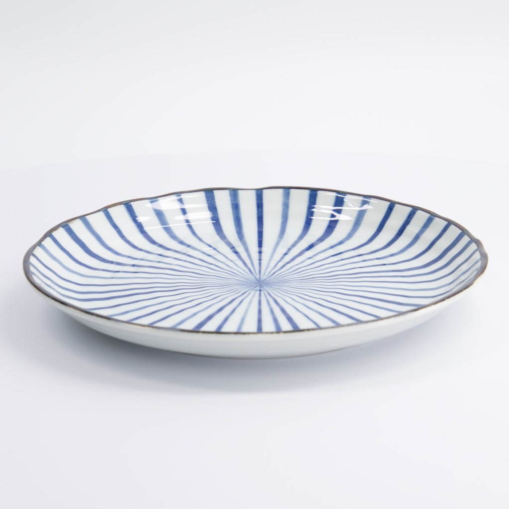 Natsu Tokusa Plate 24.7x3cm Blue/White 22332 6/36