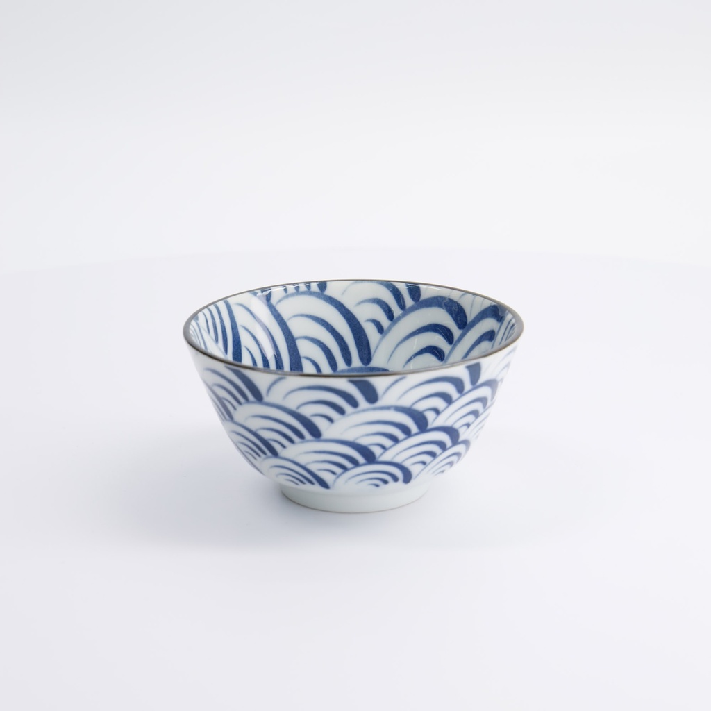 Natsu Nami Rice Bowl 12x6.4cm Blue/White 22335 6/72