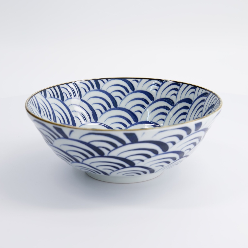 Natsu Nami Ramen Bowl 21x7.8cm 1000ml Blue/White 22337 3/36