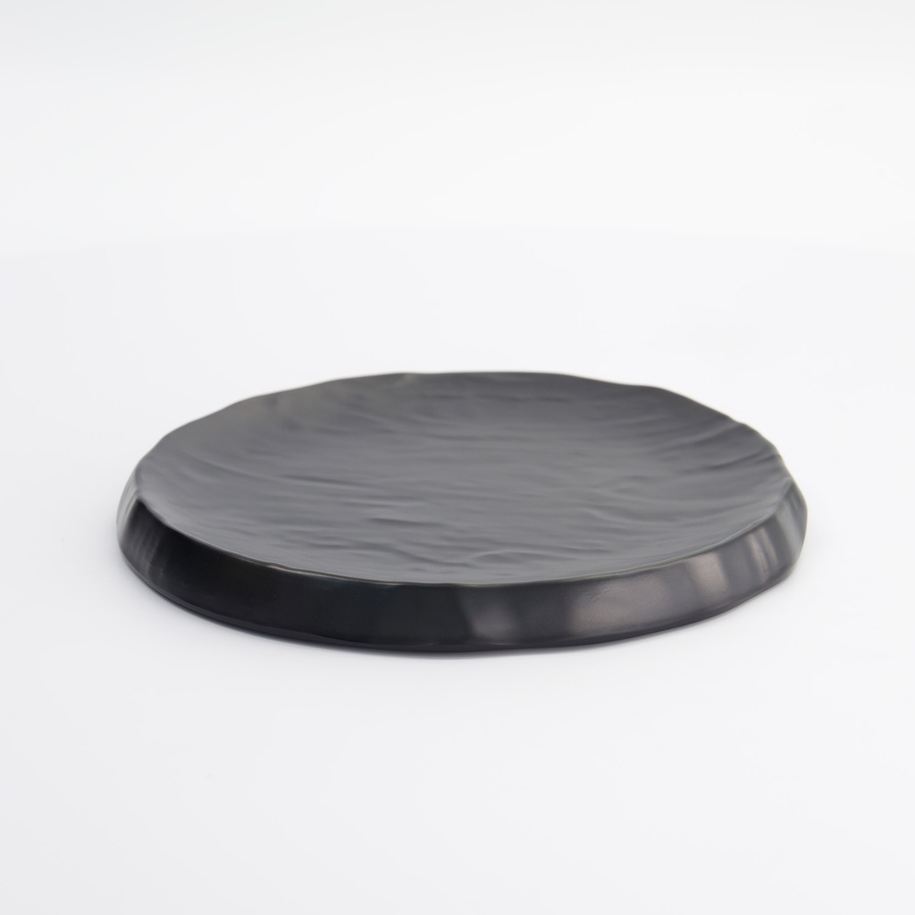 Melamine Iwate Black Round Plate Rock 23x23x2cm 13828-09 6/36