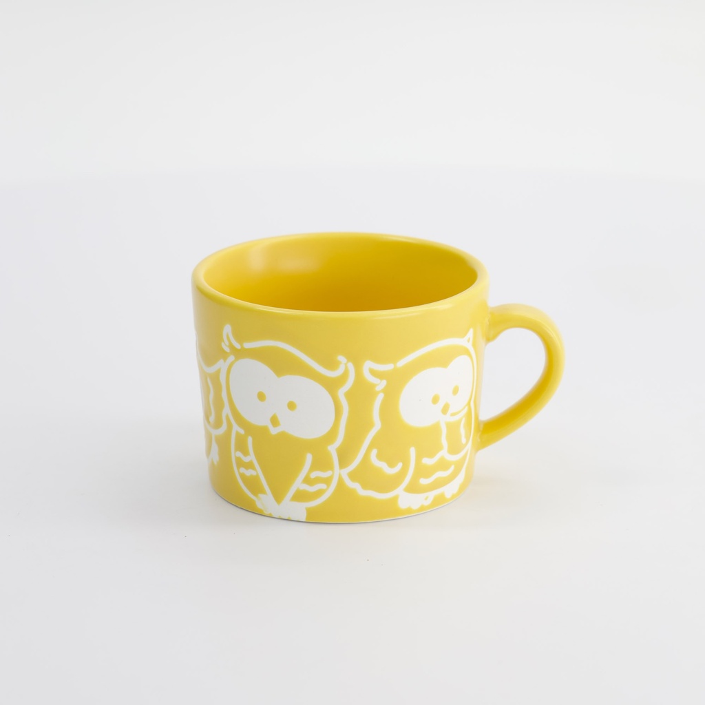 Kawaii Owl Mug Yellow 8x6cm 6/48