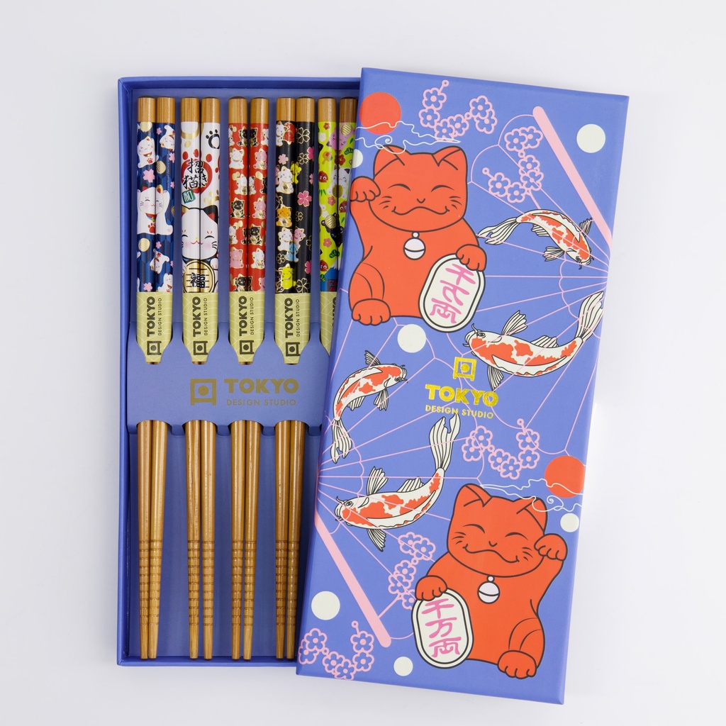 Chopstick Giftset/5 Lucky Cat/Carp 33454 1/100 