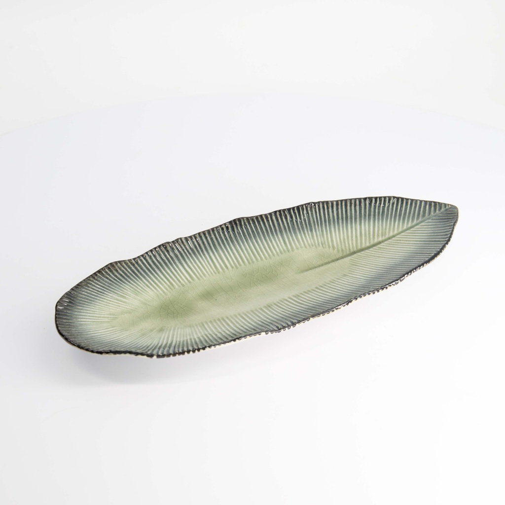 Yamasaku Organic Glassy Green Oblong Plate 33x13.5x2.5cm 33435 6/36