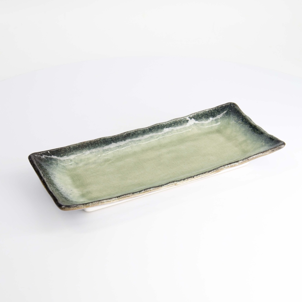Yamasaku Green Rectangular Plate 29x12.8x3.7cm 33436 6/36