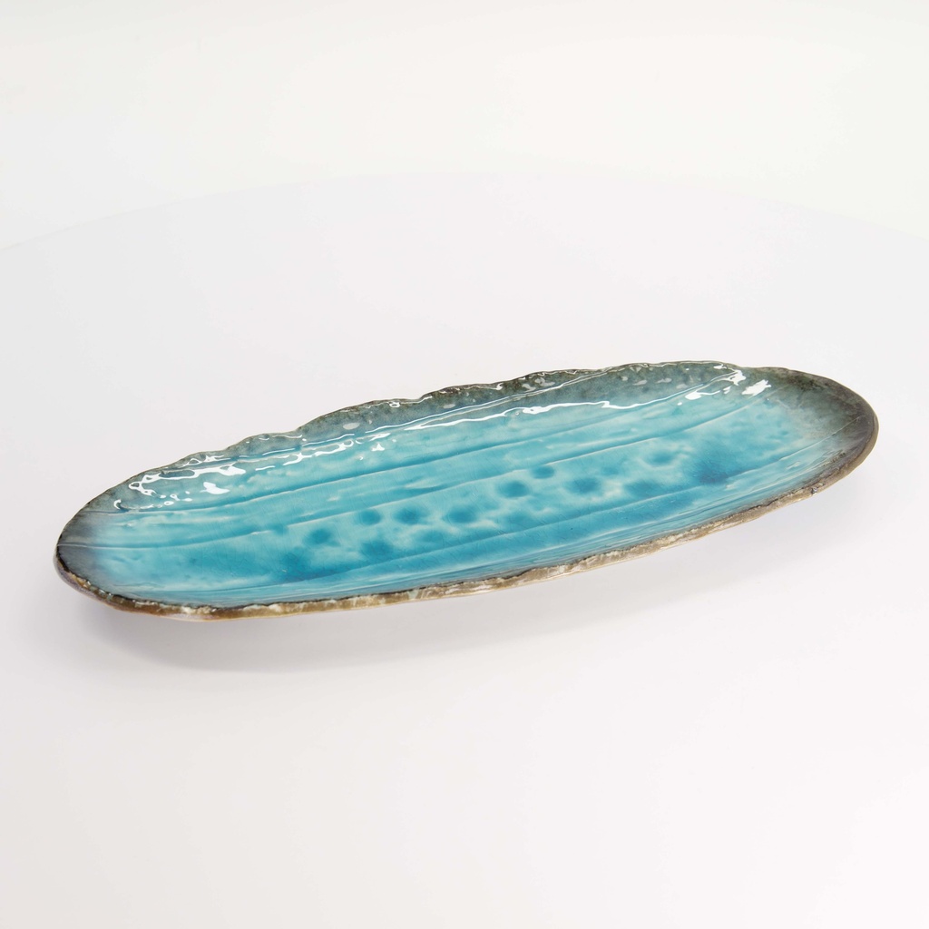 Yamasaku Blue Oval Plate 33x13.5x2cm 33430 6/36