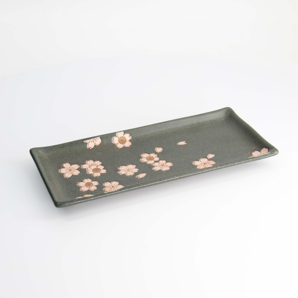 Sakura Rectangular Plate 28.5x12.5cm Black 33491 6/48
