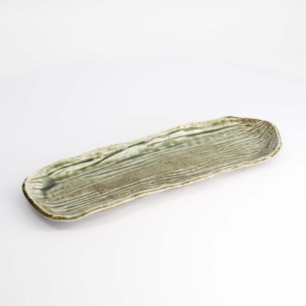 Mino Craft Rectangular Plate 33.5x11.5x2cm Yamasan Green 33544 6/36