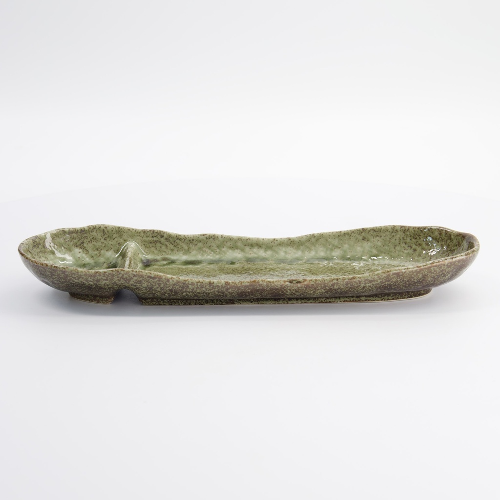 Mino Craft Oval Divided Plate 33.5x11.5x4cm Yamasan Green 33546 6/36