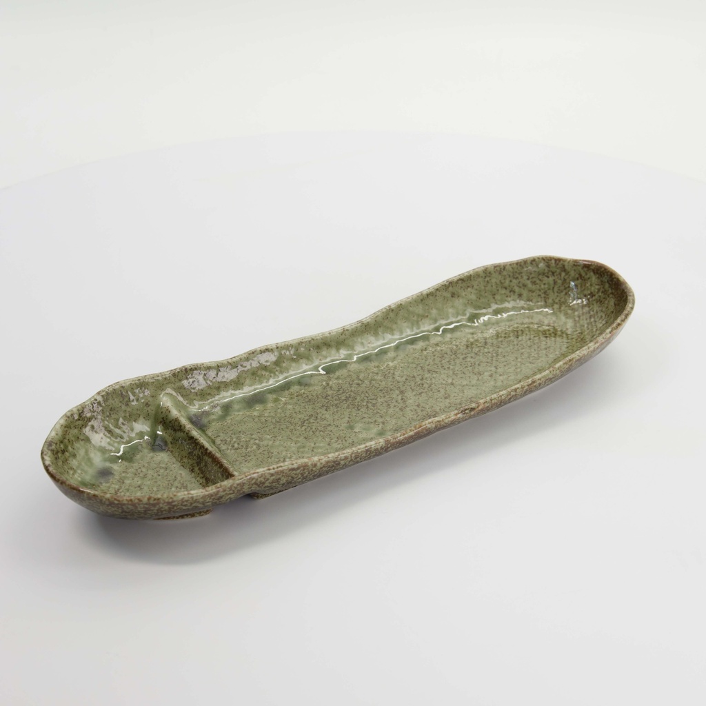 Mino Craft Oval Divided Plate 33.5x11.5x4cm Yamasan Green 33546 6/36