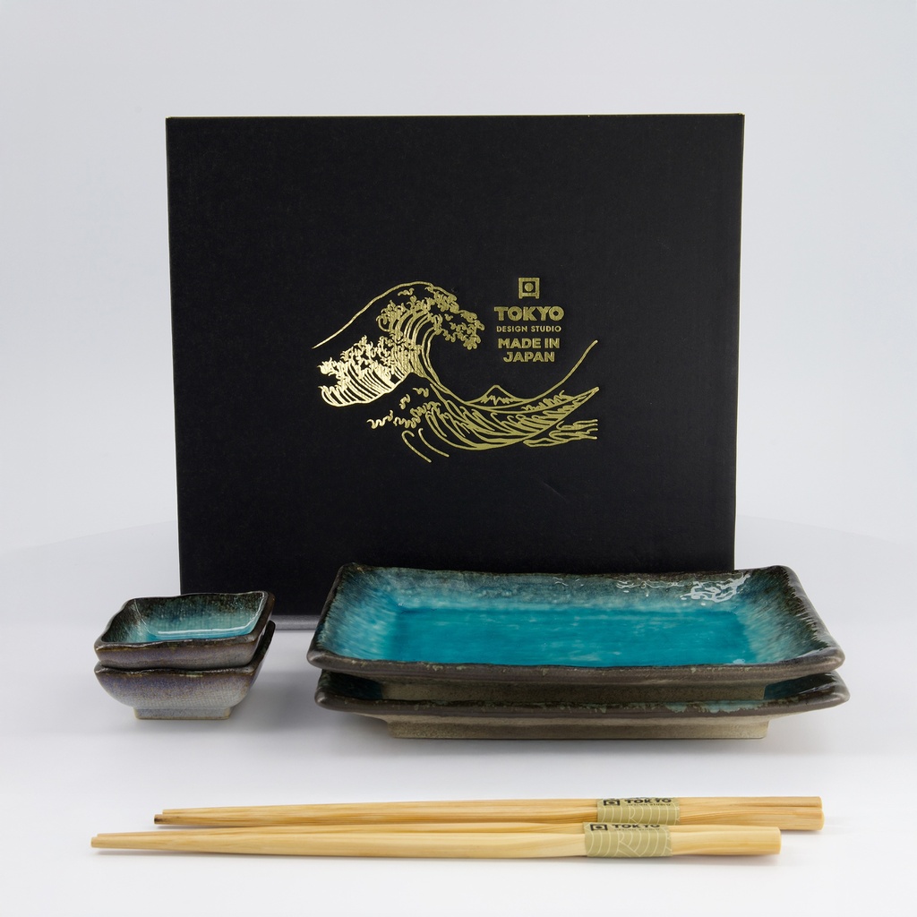 Sushi Giftset Yamasaku Sky Blue w6pcs 21.5x14cm & 7.3x2.8cm 33601 1/12