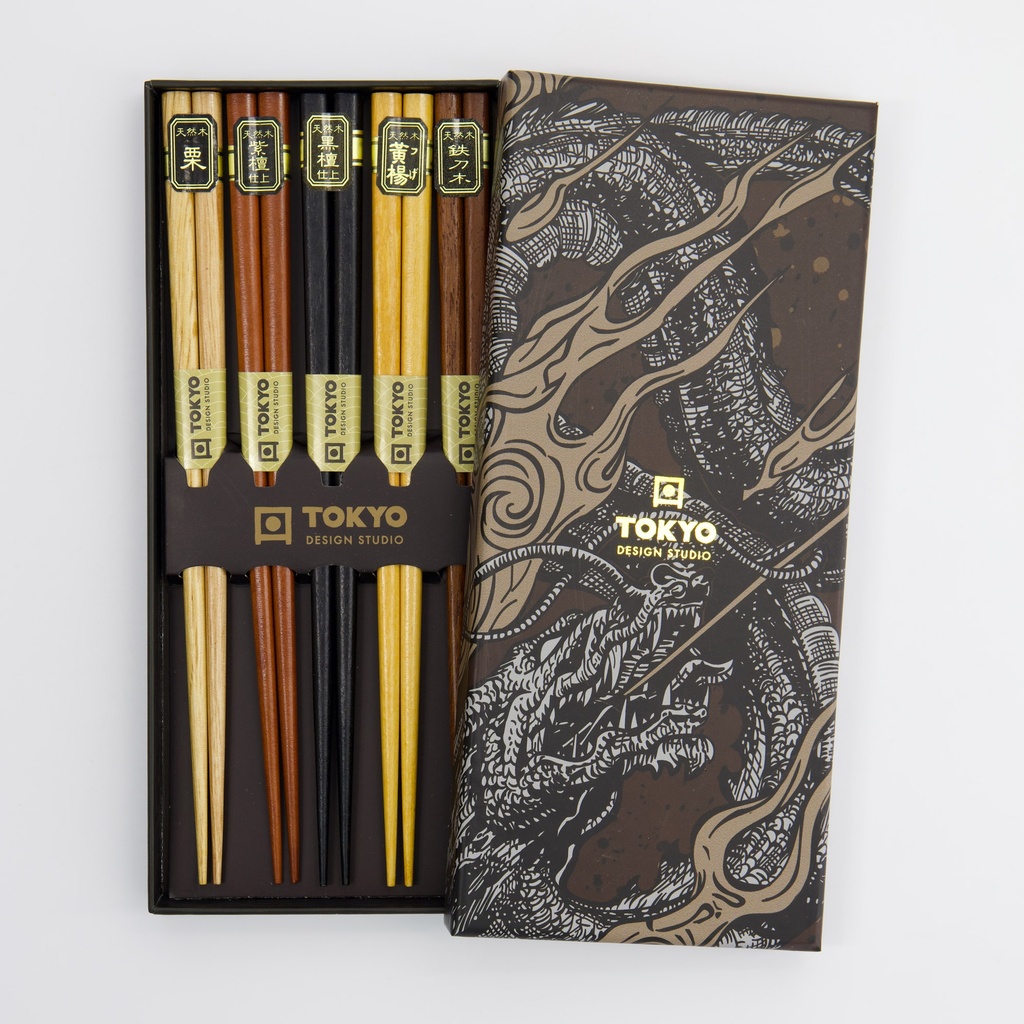 Chopstick Giftset/5 Gold/Silver Dragon 1/100