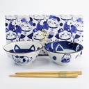 Kawaii Cat Tayo Bowl Giftset 2pcs w/chopsticks 14.9x6.7cm 500ml A 33692 1/16