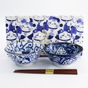 Kawaii Cat Tayo Bowl Giftset 2pcs w/chopsticks 14.9x6.7cm 500ml B 33693 1/16