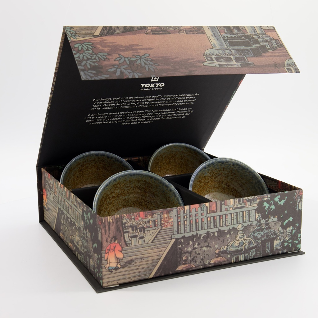 Minoyaki Reef Blue 4pcs Bowl Giftset 11.8x6.3cm 320ml 33741 1F 1/6 