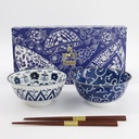 Tokyo Blue Tayo Bowl Giftset 2pcs w/chopsticks 15x7cm 500ml A 33744 1/16 