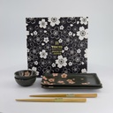 Sakura Sushi Giftset 6pcs 22x13x2cm & 8.5x3.4cm Black 33760 1/16 