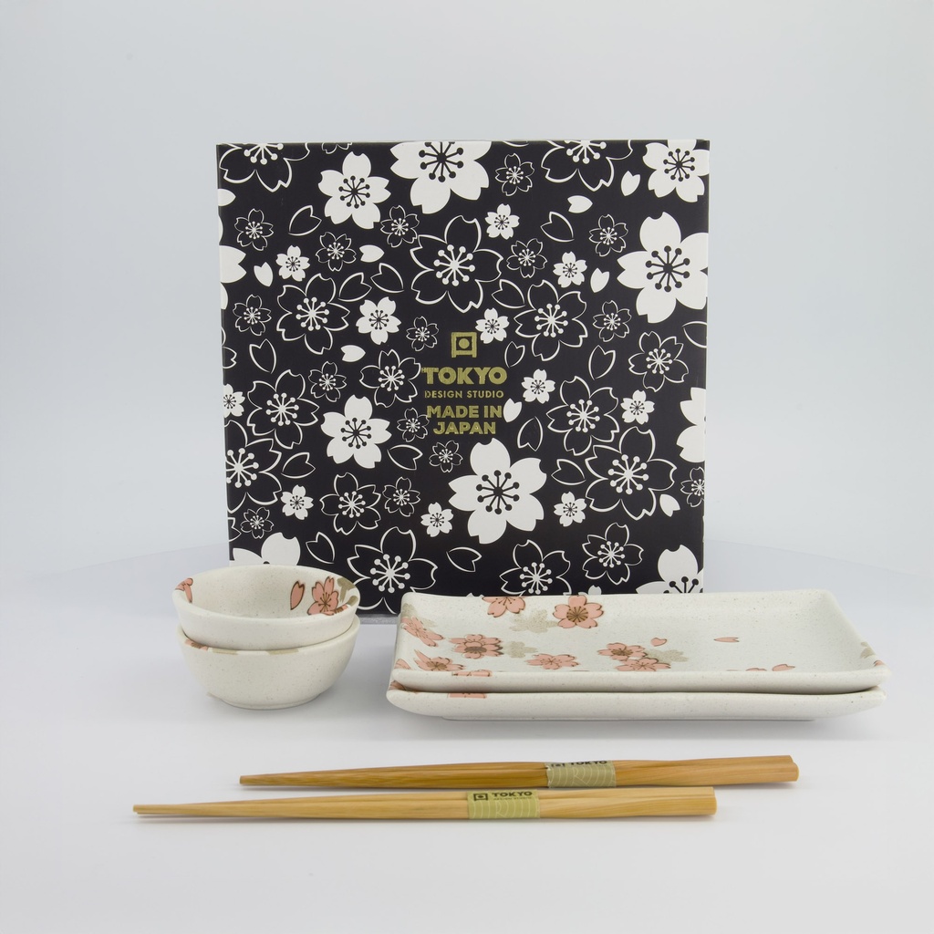 Sakura Sushi Giftset 6pcs 22x13x2cm & 8.5x3.4cm White 33758 1/16 