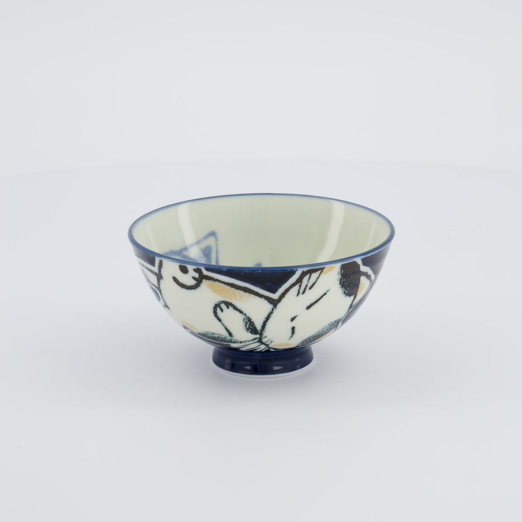 Kawaii Rice Bowl 11.5x6cm Sleeping Cat Blue 33764 5/120 