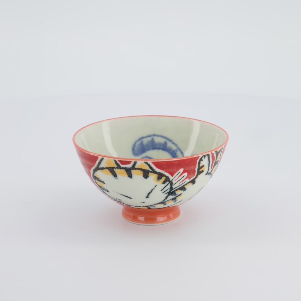 Kawaii Rice Bowl 11.5x6cm Sleeping Cat Red 33765  5/120  