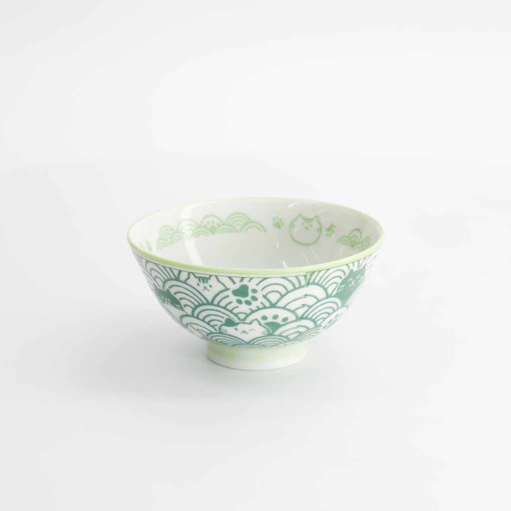 Kawaii Rice Bowl 11.3x5.8cm Anime Cat Green 33767 5/80