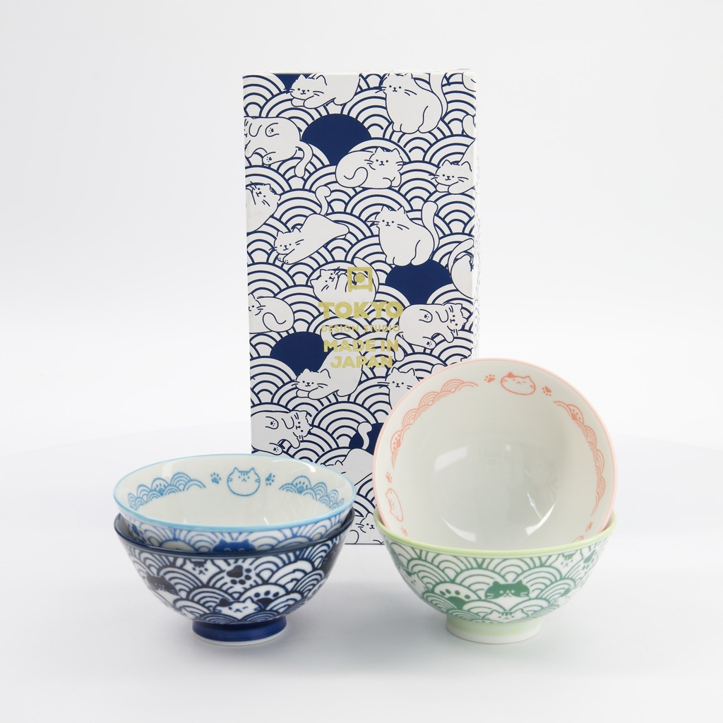 Kawaii Anime Cat Rice bowl Giftset 4pcs 11.3x5.8cm 33788 1/20