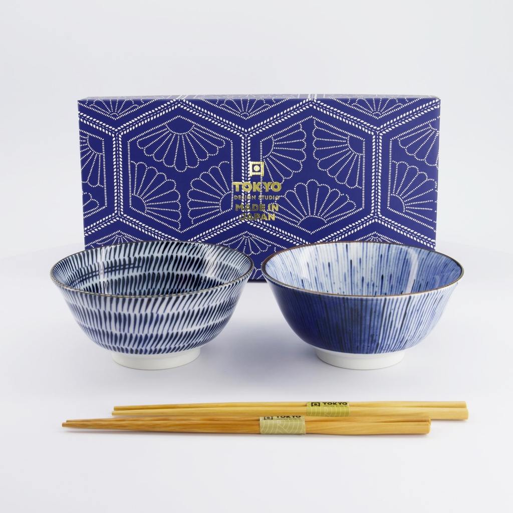 Tayo Bowl Giftset 2pcs w/chopsticks 15x7cm 550ml Blue/White 33791 1/24