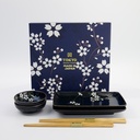 Cobalt Blue Sakura Sushi Giftset 6pcs 20.5x13.2x2.5cm & 9.5x3cm 33821 1/16