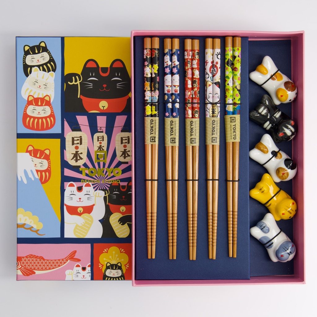 Chopstick Giftset/10 Lucky Cats A51-K31 1/36