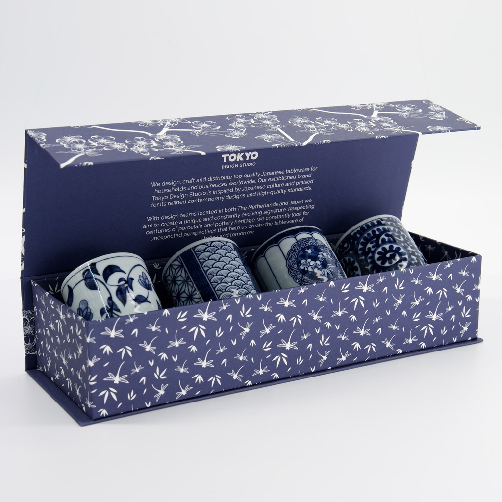 Cup Giftset 4pcs 6.5x7.5cm 160ml Blue/White 14A 33843 1/6 