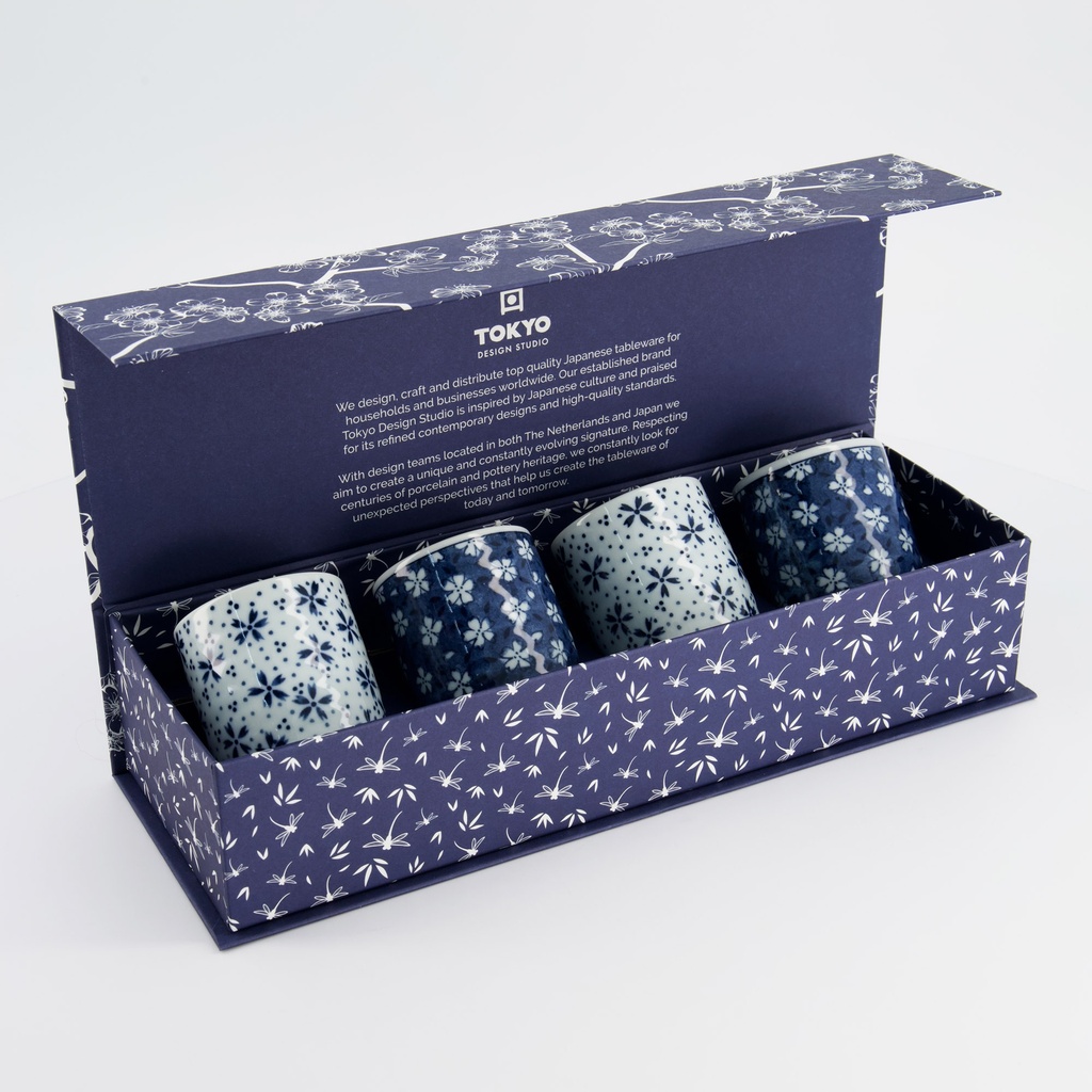 Cup Giftset 4pcs 6.5x7.5cm 160ml Blue/White 14A 33844 1/6 