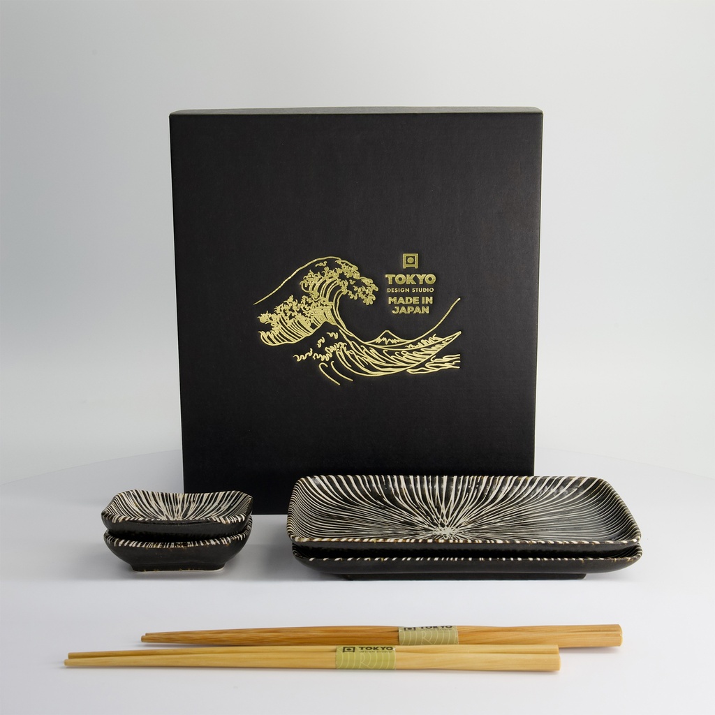 Brown Tokusa Sushi Giftset 6pcs 20.8x13.3x2.5cm & 8.8x6.3ｘ2.5cm 33847 1/16