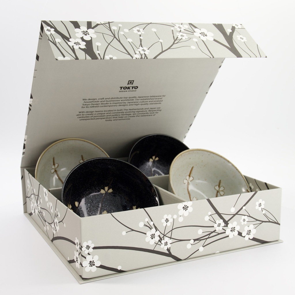 Sakura Tayo Bowl Giftset 4pcs 15.3x7.5cm 650ml Black/Grey 33867 1/6 