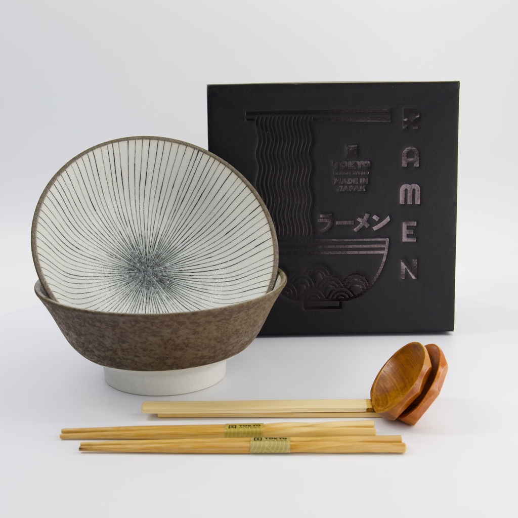 Satomaki Tokusa 6pcs Ramen Giftset 21.5x9cm 1300ml Brown 33897 1/8