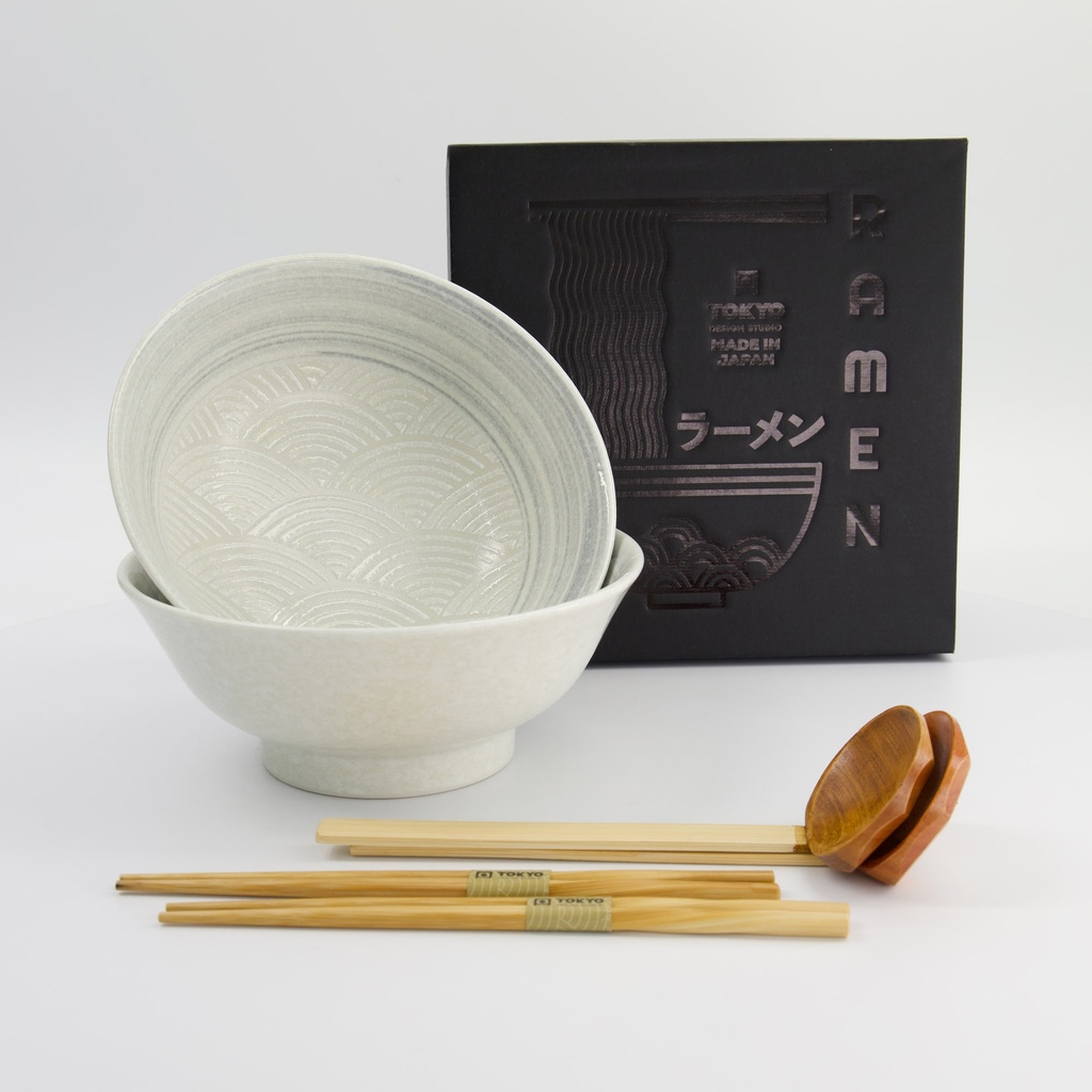 Masamura Seikaiha 6pcs Ramen Giftset 21.5x9cm 1300ml White 33898 1/8
