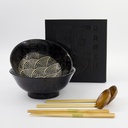 Masamura Seikaiha 6pcs Ramen Giftset 21.5x9cm 1300ml Black 33899 1/8