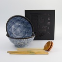Aisai Seigaiha 6pcs Ramen Giftset 21.5x9cm 1300ml Blue 33902 1/8