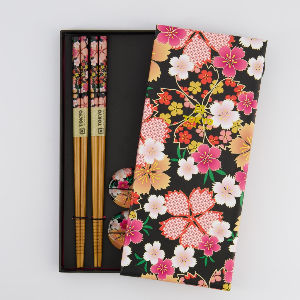 Chopstick Giftset Chopstick and Rest/4 Flowers AH-08 33923 1/100  