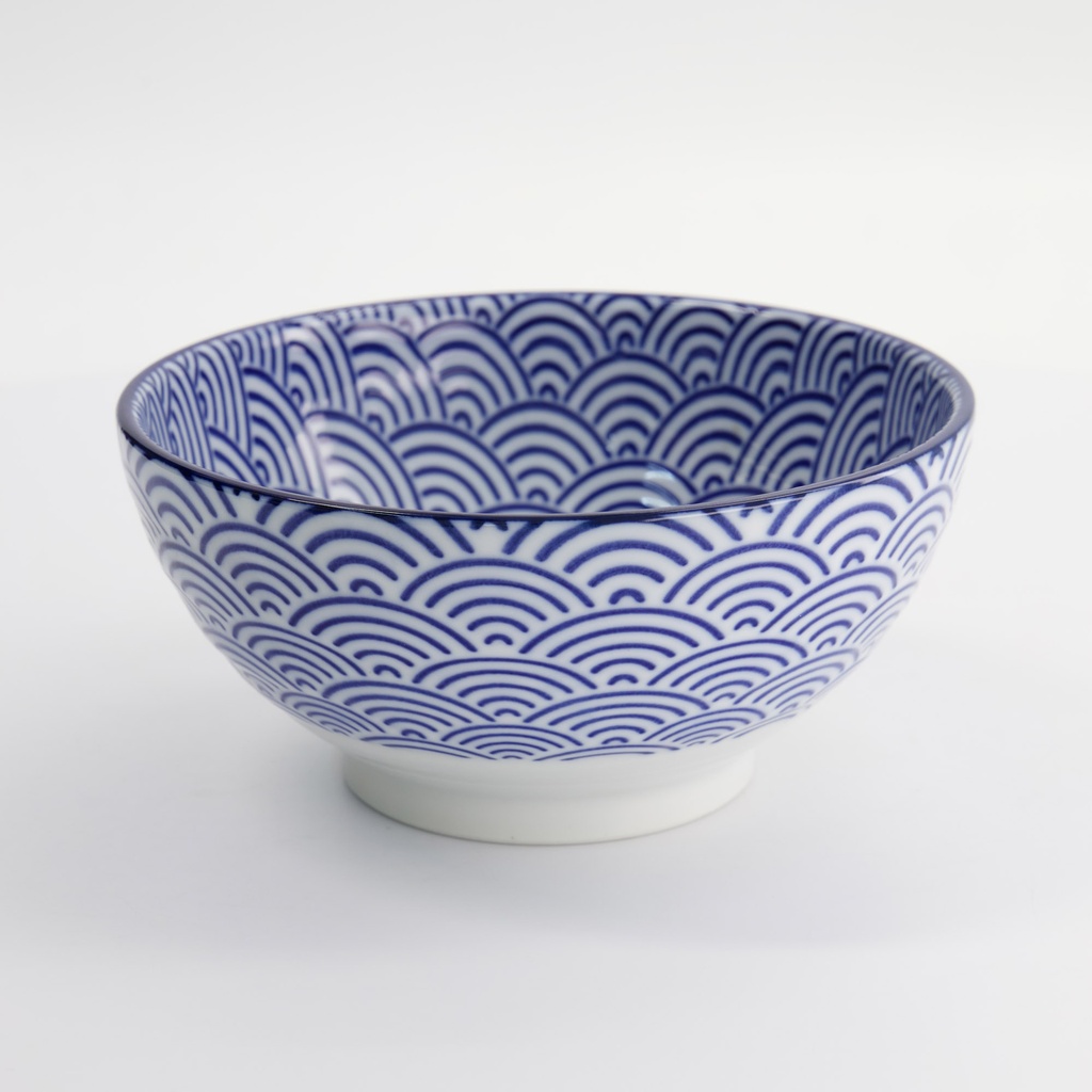 Nippon Blue Sanuki Bowl 18.5x9cm 1000ml Wave YW-1018/B 3/24