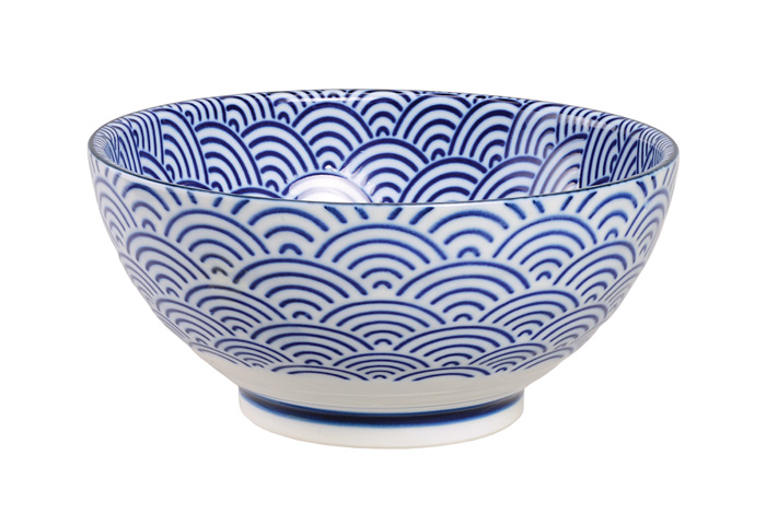 Nippon Blue Sanuki Bowl 18.5x9cm 1000ml Wave YW-1018/B 3/24